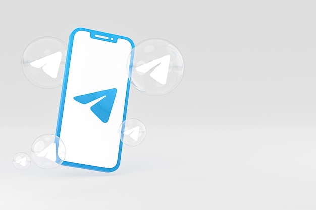 Telegram icon on screen smartphone or mobile phone 3d render