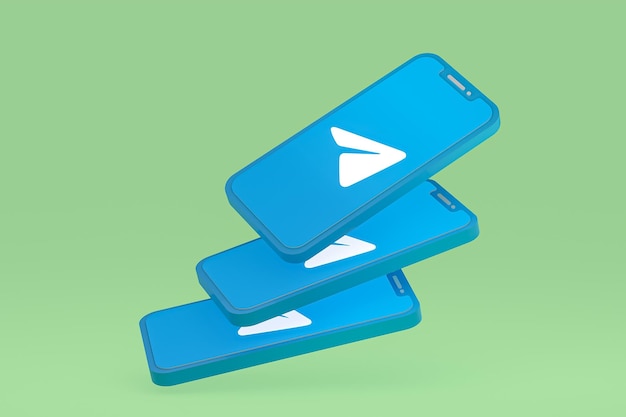 Telegram icon on screen smartphone or mobile phone 3d render