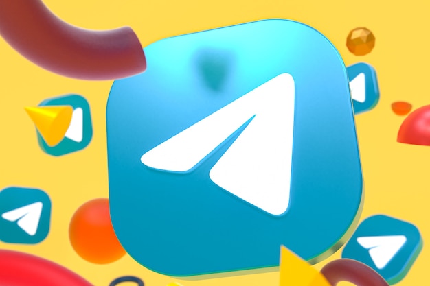 Telegram logo on abstract geometry background