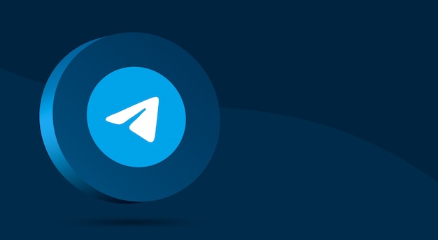 Минималистичный дизайн логотипа Telegram на круге 3d