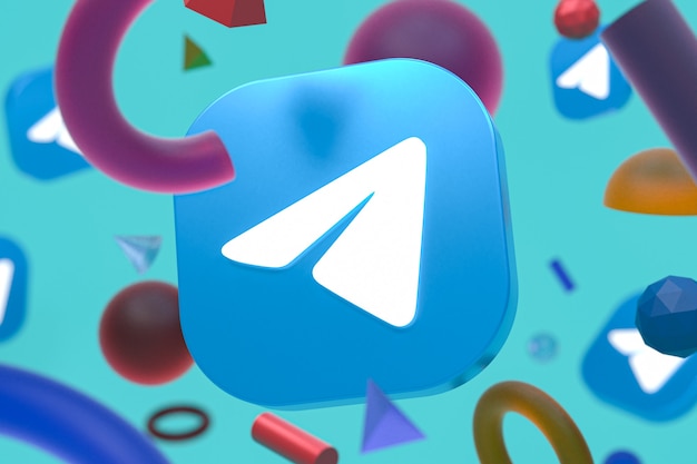 Telegram-logo op abstracte geometrie