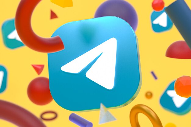 Telegram-logo op abstracte geometrische achtergrond