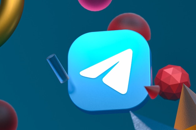 Telegram-logo op abstracte meetkundeachtergrond