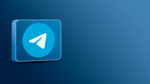 Telegram-logo op een glazen platform 3d