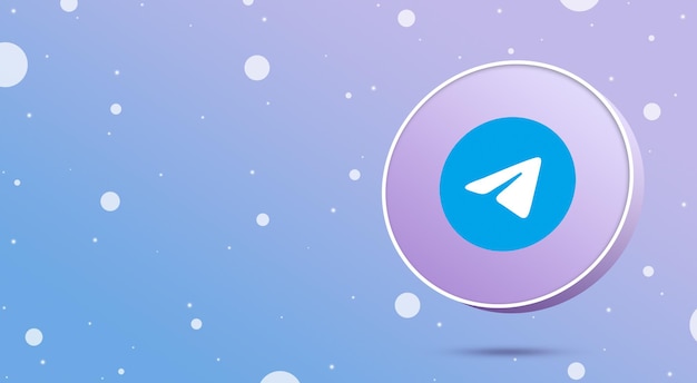 Logo telegram su un pulsante rotondo 3d