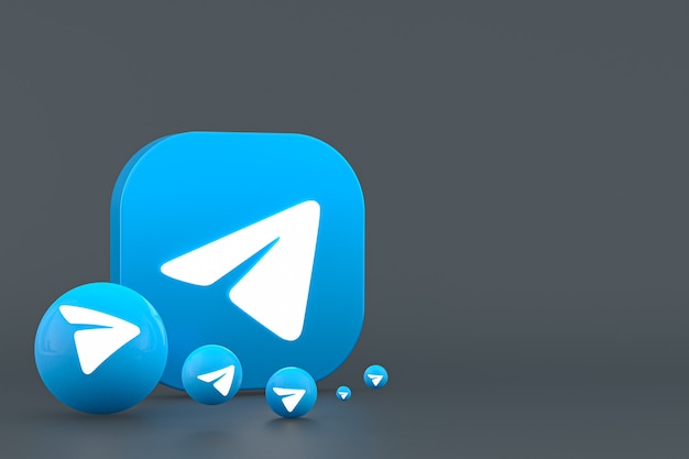 Telegram minimal logo 3d rendering close up per il modello di sfondo di progettazione