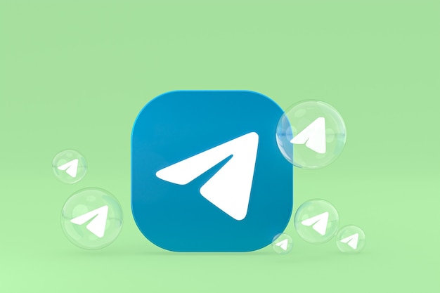 Telegram-pictogram op scherm smartphone of mobiele telefoon 3d render