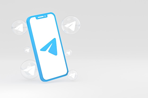 Telegram-pictogram op scherm smartphone of mobiele telefoon 3d render