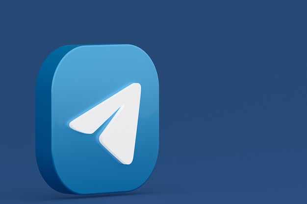 Telegram-toepassingslogo 3D-rendering op blauwe achtergrond