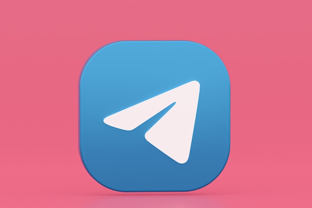 Telegram-toepassingslogo 3D-rendering op roze achtergrond