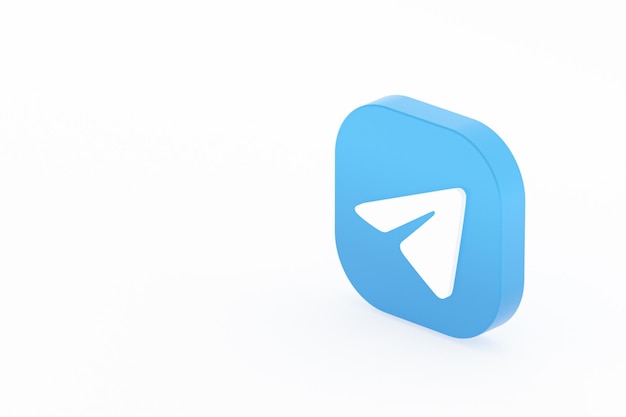 Telegram-toepassingslogo 3D-rendering op witte achtergrond