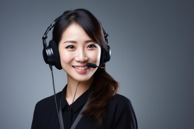 telemarketer asian agent and corporate operator concept