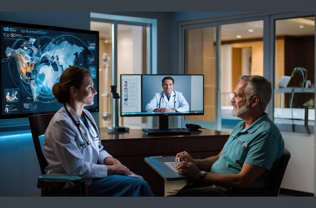 Telemedicine-consultatie in een moderne kliniek