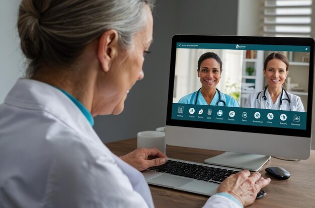 Telemedicine-consultatie in een moderne kliniek