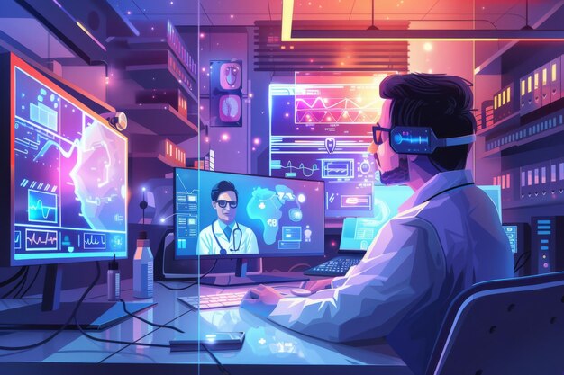 Foto illustrazione di consultazione telemedica creata con ai generativa