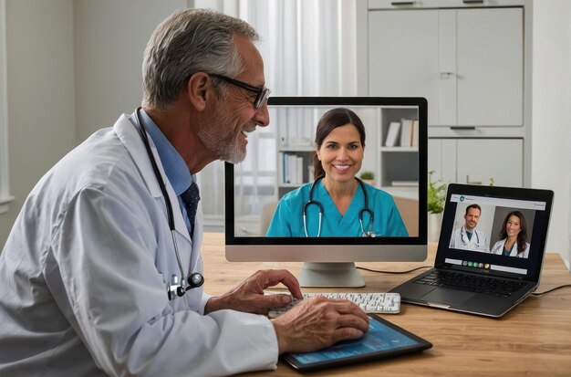 Photo telemedicine consultation in modern clinic