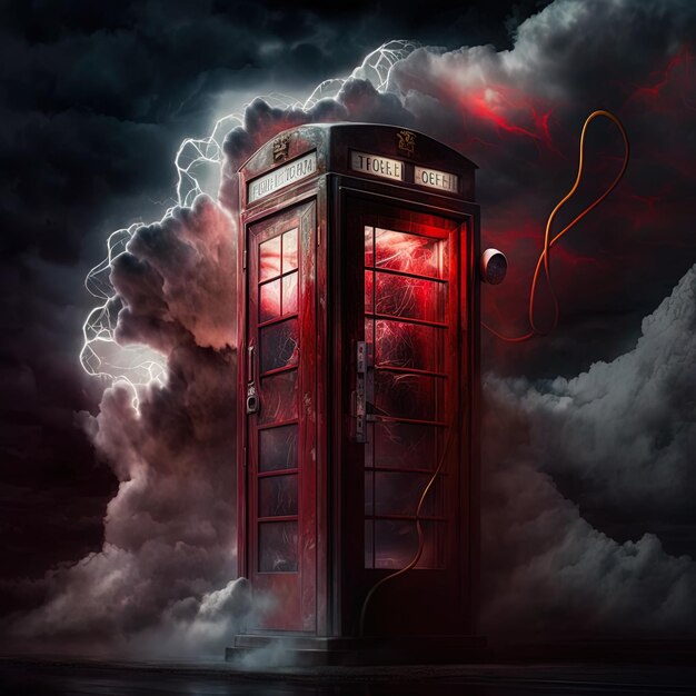 Photo a telephone box with a cloud in the background