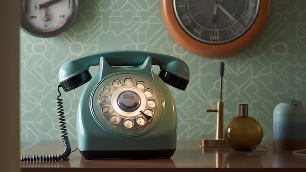 A telephone on a desk