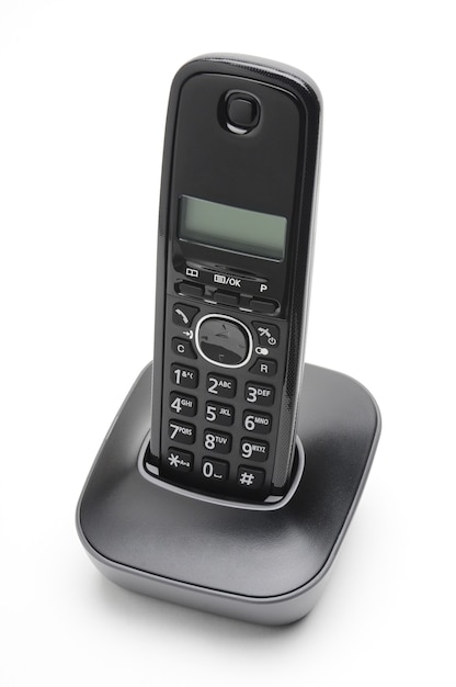 Telephone handset for calls to urban and long-distance lines on a white
