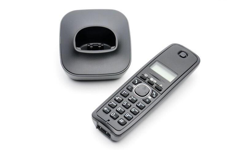 Telephone handset for calls to urban and long-distance lines on a white
