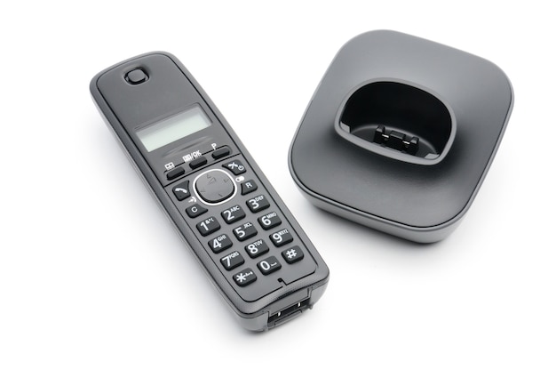 Telephone handset for calls to urban and long-distance lines on a white
