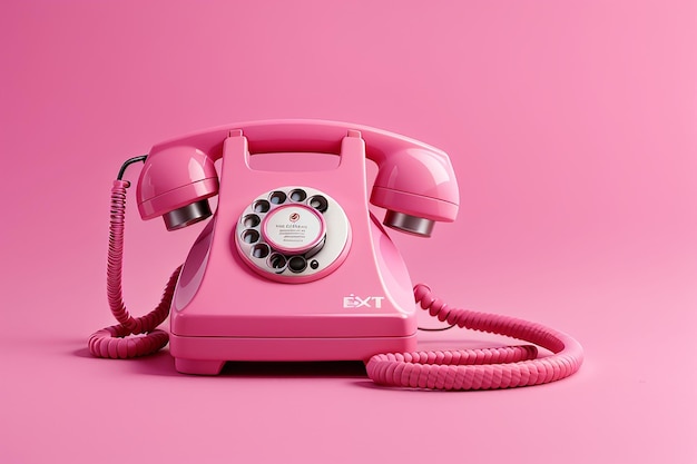Telephone on pink background