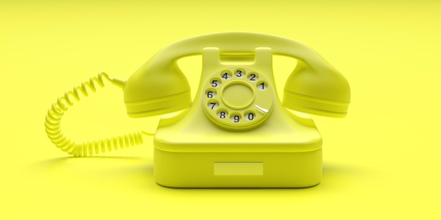 Telephone vintage on yellow color background 3d illustration