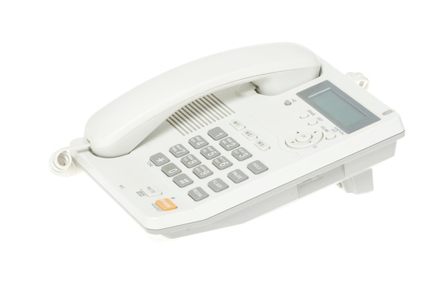 Telephone on a white