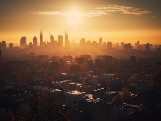 Telephoto Sunset Cityscape