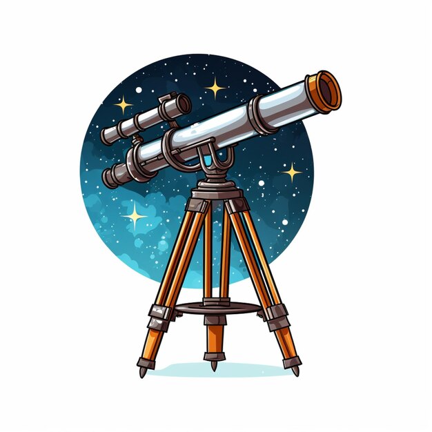 Foto telescopio 2d illustrazione vettoriale a cartoni animati su sfondo bianco