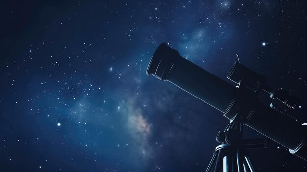 Telescope pointing towards a starry sky