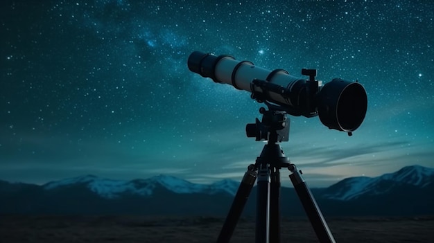 Telescope in the starry background Generative Ai