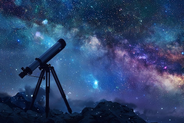 背景に星や銀河がある望遠鏡