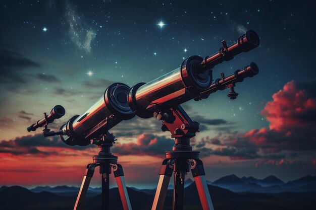 Photo telescopes pointed at celestial objects