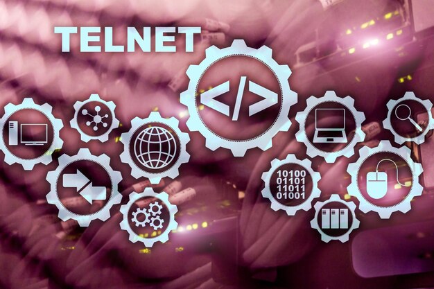 Teletype network protocol telnet terminale virtuale client internet e concetto di rete telnet