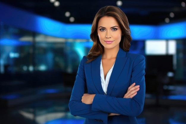 Television Anchorwoman Reporting on Entertainment News