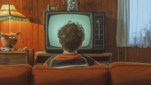 A Television set sitting on a table in the style of retro visuals vintage aesthetics