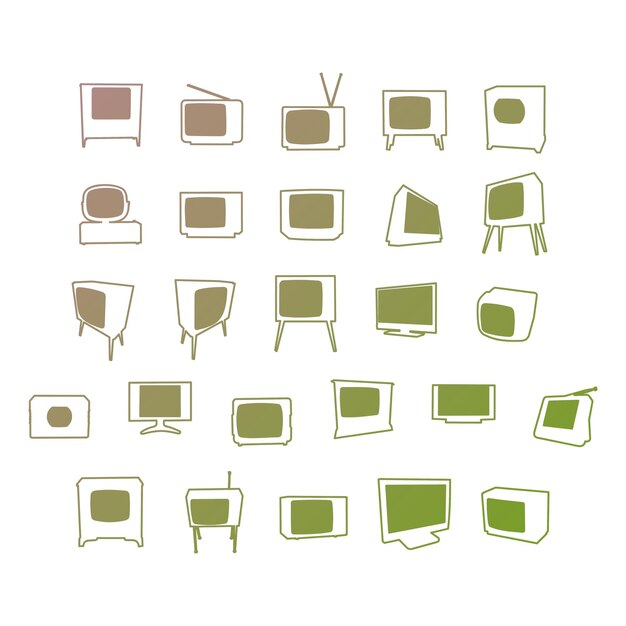 television tv items gradient effect photo jpg vector set