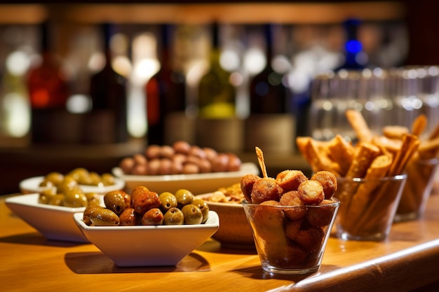 Teller van een bar met traditionele Spaanse Tapas Ai gegenereerd