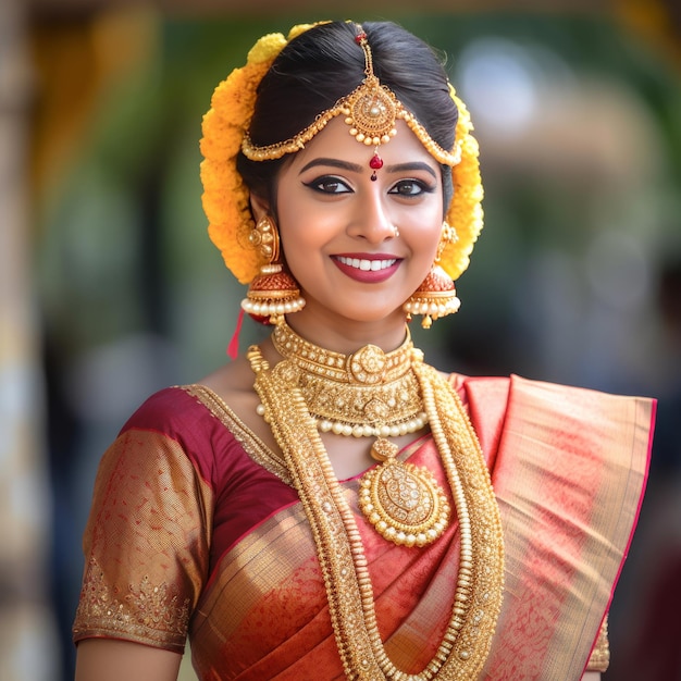 Photo telugu beautiful bride photograph generative ai