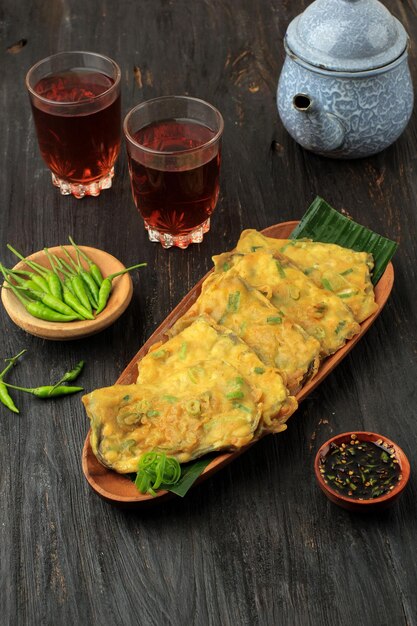 Tempe Mendoan Tempeh Coating with Yellow Flour and Spring Onion