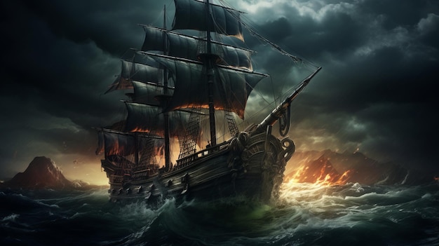 The Tempest Tumult A 4K Adventure Aboard a Pirate Ship in a Storm