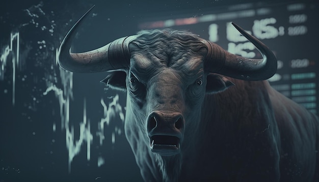 Tempestuous Crash A Mystical Image of a Furious Bull during a Stock Market Crash