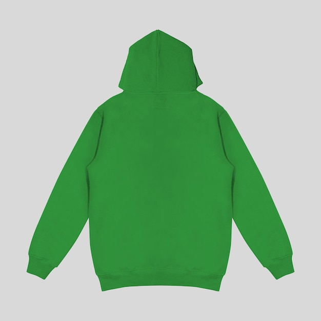 Template blank platte groene hoodie Hoodie sweatshirt met lange mouwen flatlay mockup voor ontwerp en afdruk Hoody voor- en achterzijde bovenkant geïsoleerd op witte achtergrond