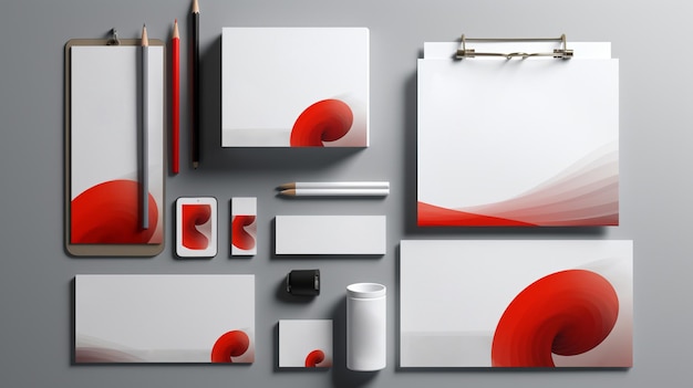 Template of Corporate Identity Mockups met rode kleur