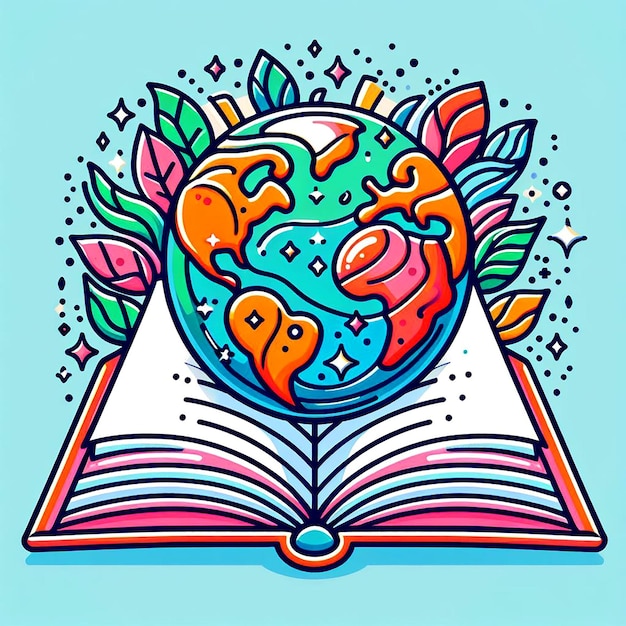 세계 책의 날을 위한 소셜 미디어 포스트 디자인 템플릿 일러스트레이션 터 아트 스타일