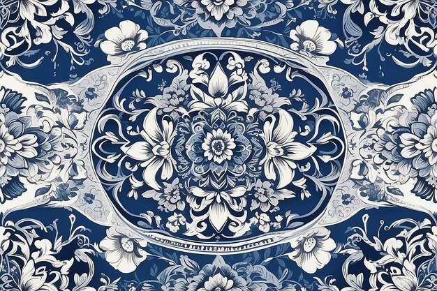 Template thai pattern blue and white color