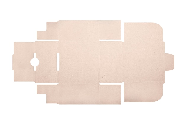Template van kartonnen doos mockup met diecut patroon geïsoleerd over witte achtergrond Lengte 10cm x Breedte 10cm x Hoogte 5cm