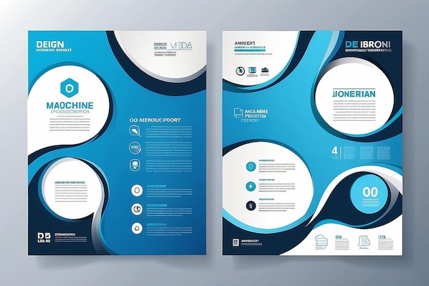 Template vector design for Brochure AnnualReport Magazine Poster Corporate Presentation Portfolio Flyer infographic layout modern with blue color size A4 Front and back Easy to use and edit