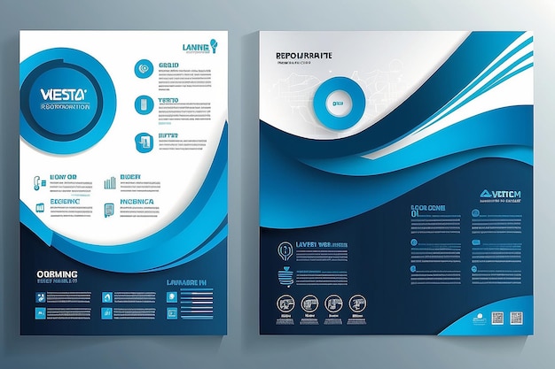 Template vector design for Brochure AnnualReport Magazine Poster Corporate Presentation Portfolio Flyer infographic layout modern with blue color size A4 Front and back